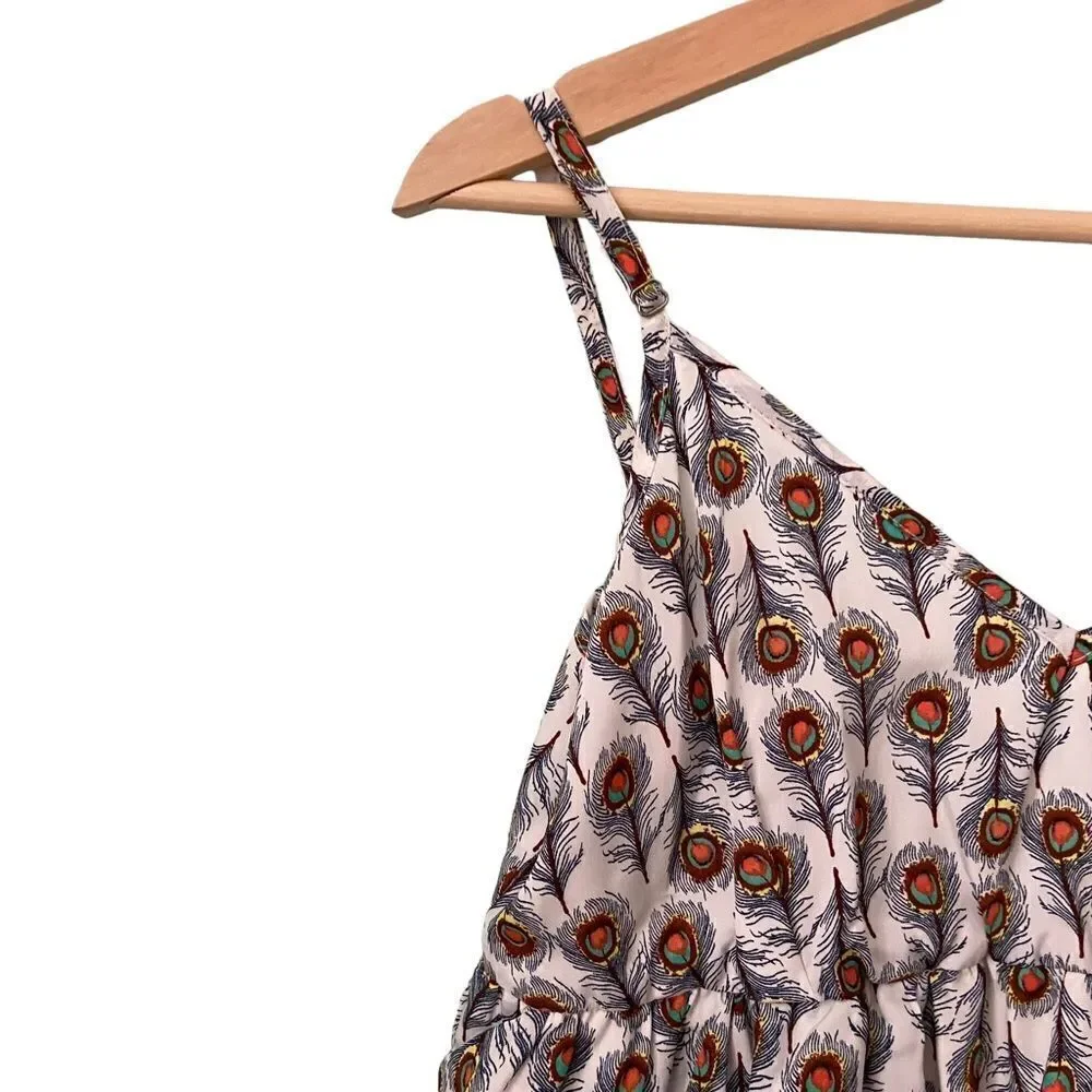 Anthropologie Oat + Fawn Tiered Peacock Mini Dress in Size Medium